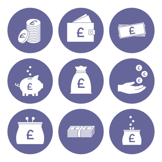 набор значков фунта стерлингов. британская валюта. вектор - pound symbol british currency currency sign stock illustrations