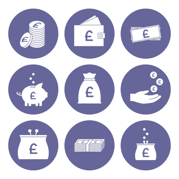 Pound sterling icon set. Great Britain currency. Vector Pound sterling icon set. Great Britain currency. Vector. pound symbol stock illustrations