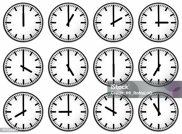 Twelve Hours Clock Face Stock Photo - Download Image Now - Clock, Time, Clock Face