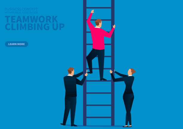 Teamwork upward climb, team development Teamwork upward climb, team development group of people people recreational pursuit climbing stock illustrations