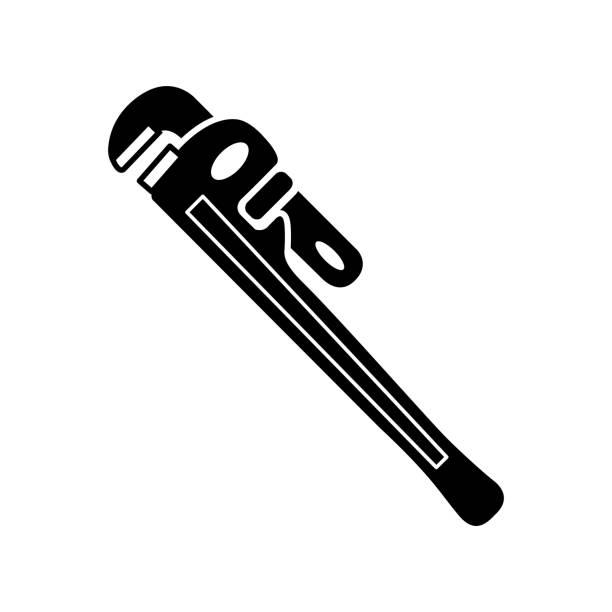 ilustrações de stock, clip art, desenhos animados e ícones de pipe wrench icon vector design template - adjustable wrench