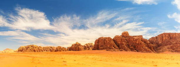 istock Panoramic Approach to Wadi Rum - Rock Formations 1173286125
