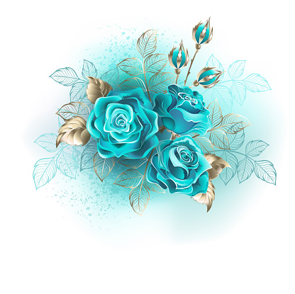 Three turquoise roses