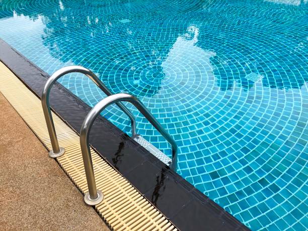 Grab bars ladder in the swimming pool