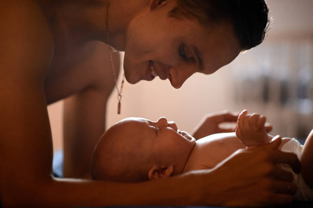 istock A young father lies next to his little son 1173295226