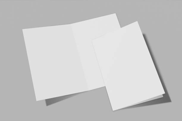 istock Two Mockup vertical booklet, brochure, invitation isolated on a grey background with hard cover and realistic shadow. 3D rendering. 1173296916
