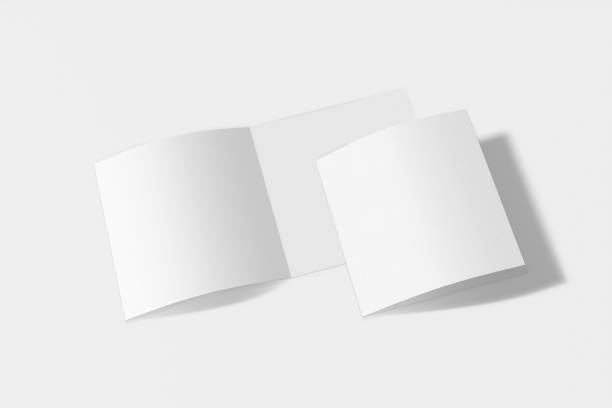 istock Two Mockup square booklet, brochure, invitation isolated on a white background with soft cover and realistic shadow. 3D rendering. 1173300149