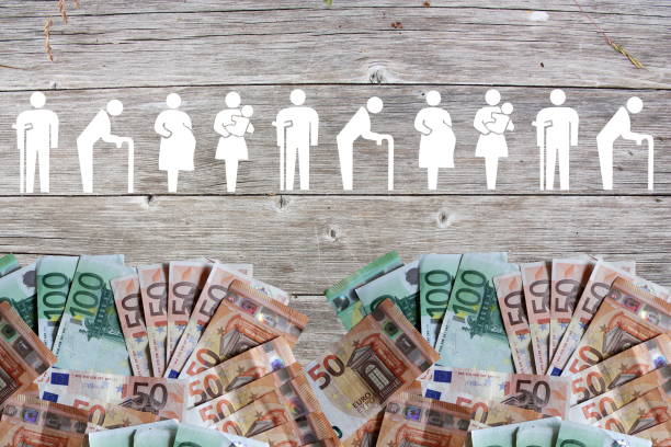 istock Weak social categories welfare concept with euro banknotes on wooden background 1173302878