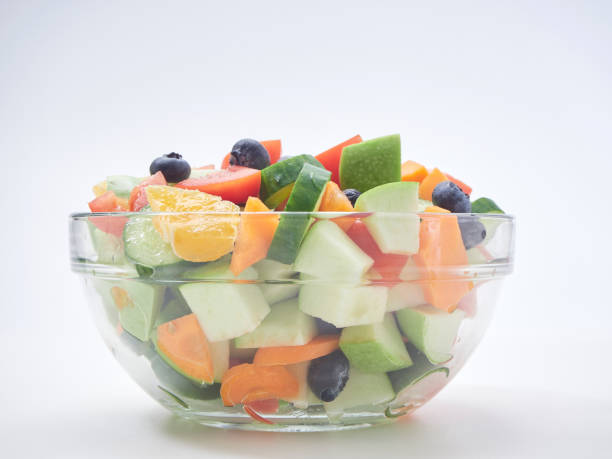Mixed fruit and vegetable salad. Healthy breakfast menu. diet food