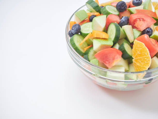 istock Mixed fruit and vegetable salad. Healthy breakfast menu. diet food 1173303068