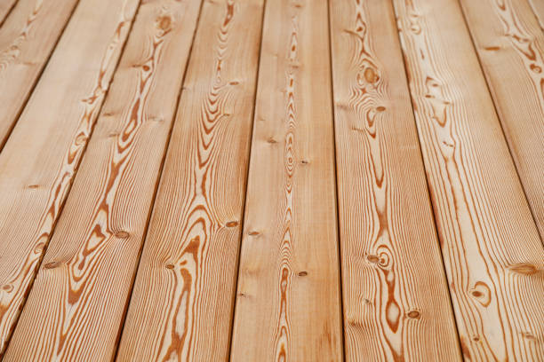 Wood texture background. Rustic pine wooden Picnic table.  Knotted pine wood.