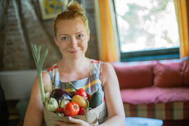 Women, One Woman Only, Groceries, Vegetable, Shopping