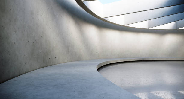 istock Contemporary and futuristic empty interior with natural light on concret wall and reflections on the floor. Concept of interior design and architecture. 3d rendering 1173306790