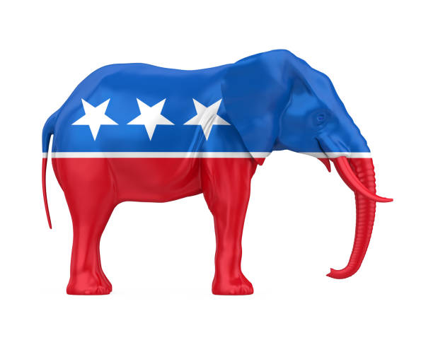 éléphant républicain d'isolement - republican president photos et images de collection