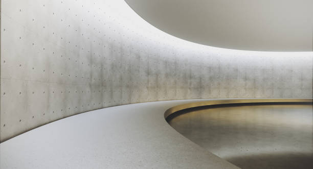istock Contemporary and futuristic empty interior with natural light on concret wall and reflections on the floor. Concept of interior design and architecture. 3d rendering 1173307334