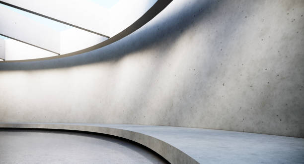 istock Contemporary and futuristic empty interior with natural light on concret wall and reflections on the floor. Concept of interior design and architecture. 3d rendering 1173307507