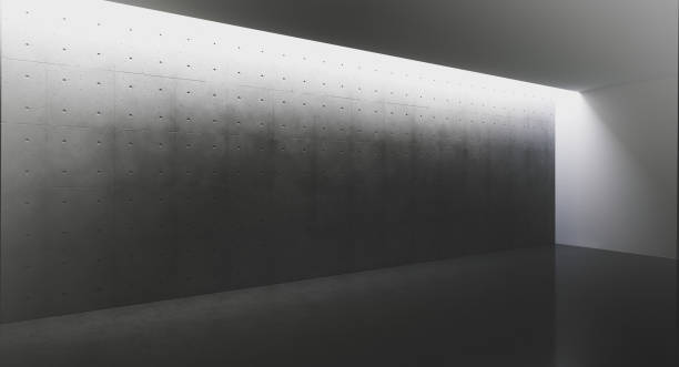 istock Futuristic and Modern dark interior with empty walls and concret floor. Concept of interior design and architecture. 3d rendering 1173308422