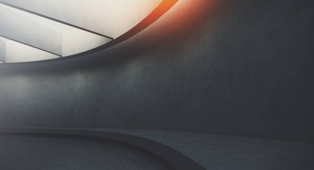 istock Futuristic and Modern dark interior with empty walls and concret floor. Concept of interior design and architecture. 3d rendering 1173309726