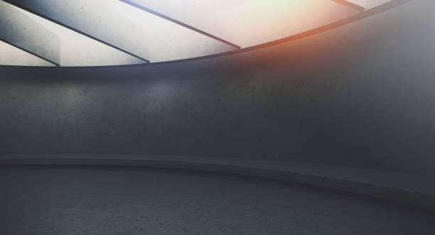istock Futuristic and Modern dark interior with empty walls and concret floor. Concept of interior design and architecture. 3d rendering 1173309870