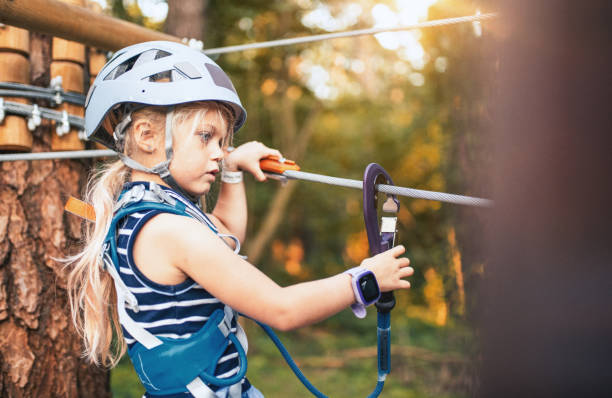 istock Weekend activities in climbing adventure park 1173321373