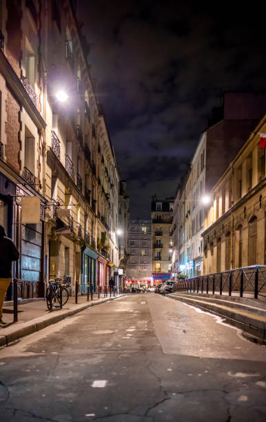 Desert Street Of A Night Paris Stock Photo - Download Image Now