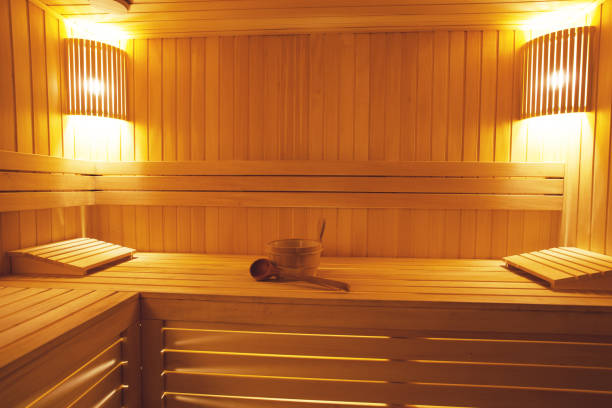 istock Wooden sauna background 1173327895