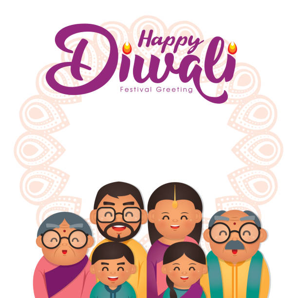 Diwali/Deepavali vector illustration with  Happy indian family celebrate the festival. Diwali/Deepavali vector illustration with  Happy indian family celebrate the festival. diwali home stock illustrations