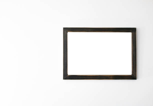 istock photo frame mockup design. Wooden border on a white background. retro design 1173329493