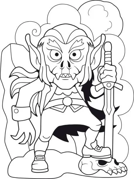 Vector illustration of scary vampire coloring book funny illustration
