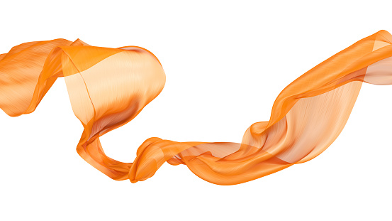 Flowing transparent orange fabric. 3d illustration