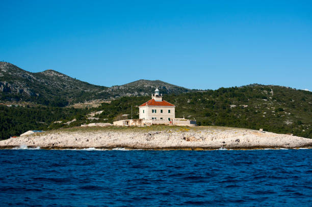 Lighthouse on a island, Adriatic sea, Croatia.