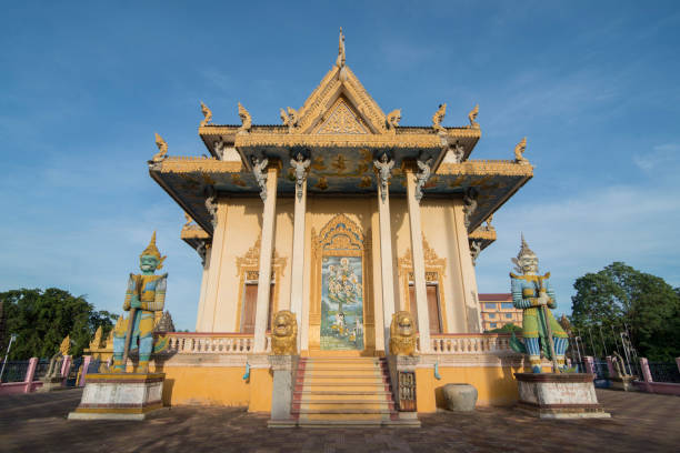 the Wat Sangkae Temple in the city centre of Battambang in Cambodia.  Cambodia, Battambang, November, 2018