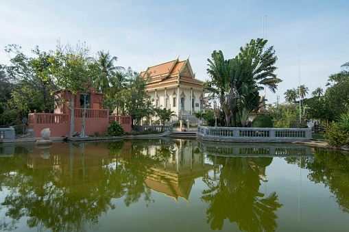 the Wat Bo Knong Temple in the city centre of Battambang in Cambodia.  Cambodia, Battambang, November, 2018