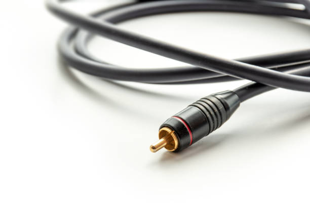 istock Coaxial RCA wire cable close up selective focus 1173332214