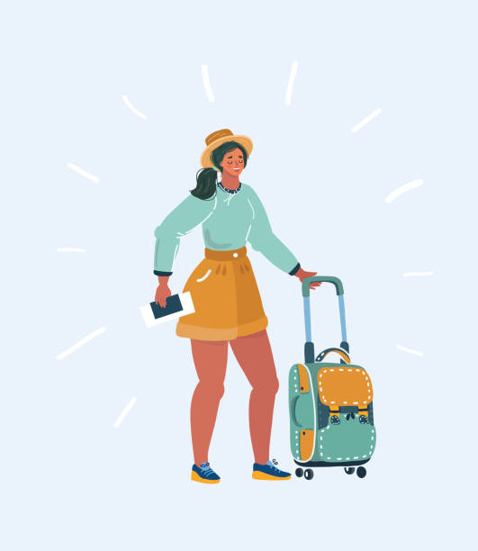istock Tourist woman with luggage 1173334030