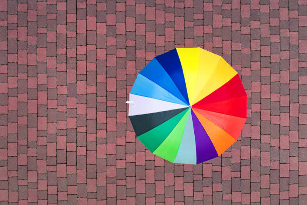 istock Colorful umbrella, aerial view 1173334383