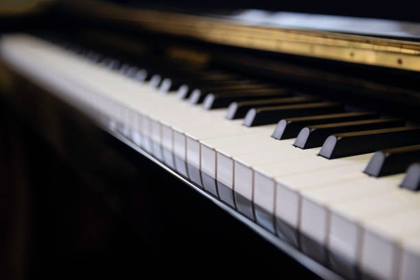 istock Piano and piano keyboard with black backgrounds 1173337577