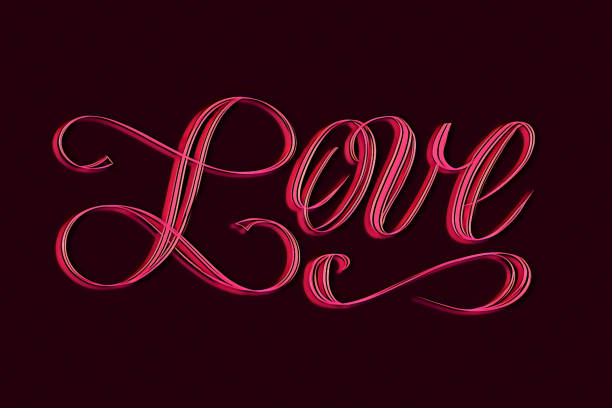 Love - elegant lettering in red hues digital artwork