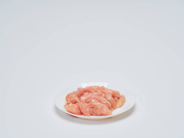 istock Heap of small piece raw chicken in a white plate 1173337654