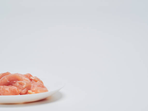 istock Heap of small piece raw chicken in a white plate 1173337667