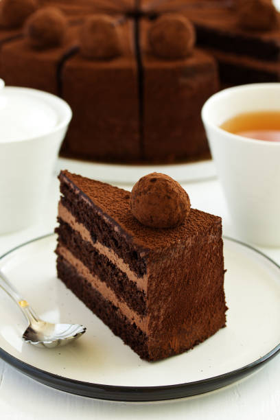 istock Chocolate cake. A slice of chocolate cake. Selective focus 1173345371
