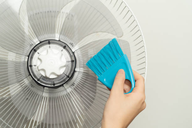 istock Clean the electric fan with a brush. 1173345549