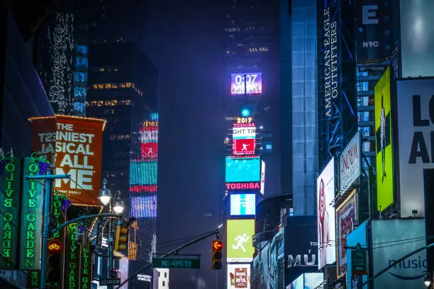 Night view of the New York Times Square (TimesSquare). Shooting Location: Manhattan, New York