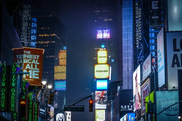 Night view of the New York Times Square (TimesSquare). Shooting Location: Manhattan, New York
