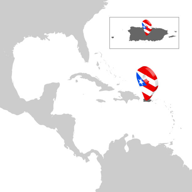 ilustrações de stock, clip art, desenhos animados e ícones de location map puerto rico on map  central america. 3d puerto rico flag map marker location pin. high quality map puerto rico. vector illustration eps10. - puerto rico map vector road