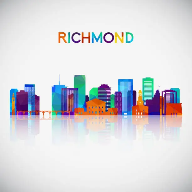 Vector illustration of Richmond skyline silhouette in colorful geometric style. Symbol for your design. Vector illustration.