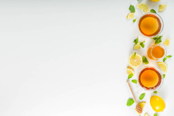 istock Autumn tea with mint and lemon with ingredients 1173354777