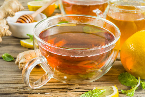 istock Autumn tea with mint and lemon with ingredients 1173355021