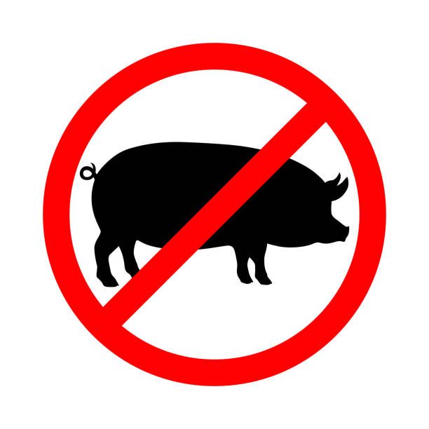 No pork No pork graphic icon. Pork prohibition sign isolated on white background. Vector illustration kosher symbol stock illustrations