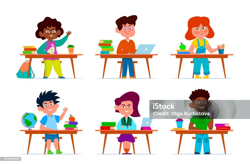 Ilustración de Niños En El Mostrador De La Escuela Alumnos Niños Y Niñas Multiétnicos En Las Mesas En El Aula Niños Estudiando Personajes Aislados De Dibujos Animados Vectoriales y más Vectores Libres Ilustración de Niños En El Mostrador De La Escuela Alumnos Niños Y Niñas Multiétnicos En Las Mesas En El Aula Niños Estudiando Personajes Aislados De Dibujos Animados Vectoriales y más Vectores Libres
